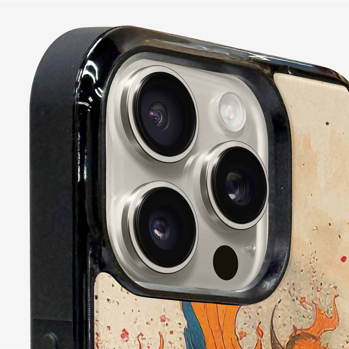 iPhone 16 Pro Case — Flame Burst Black Red Ink Flame, Custom Art Phone Cover