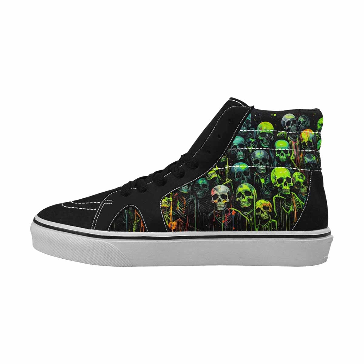 MEN'S Skeletons × Neon Green High Top Canvas Grunge Custom Shoes