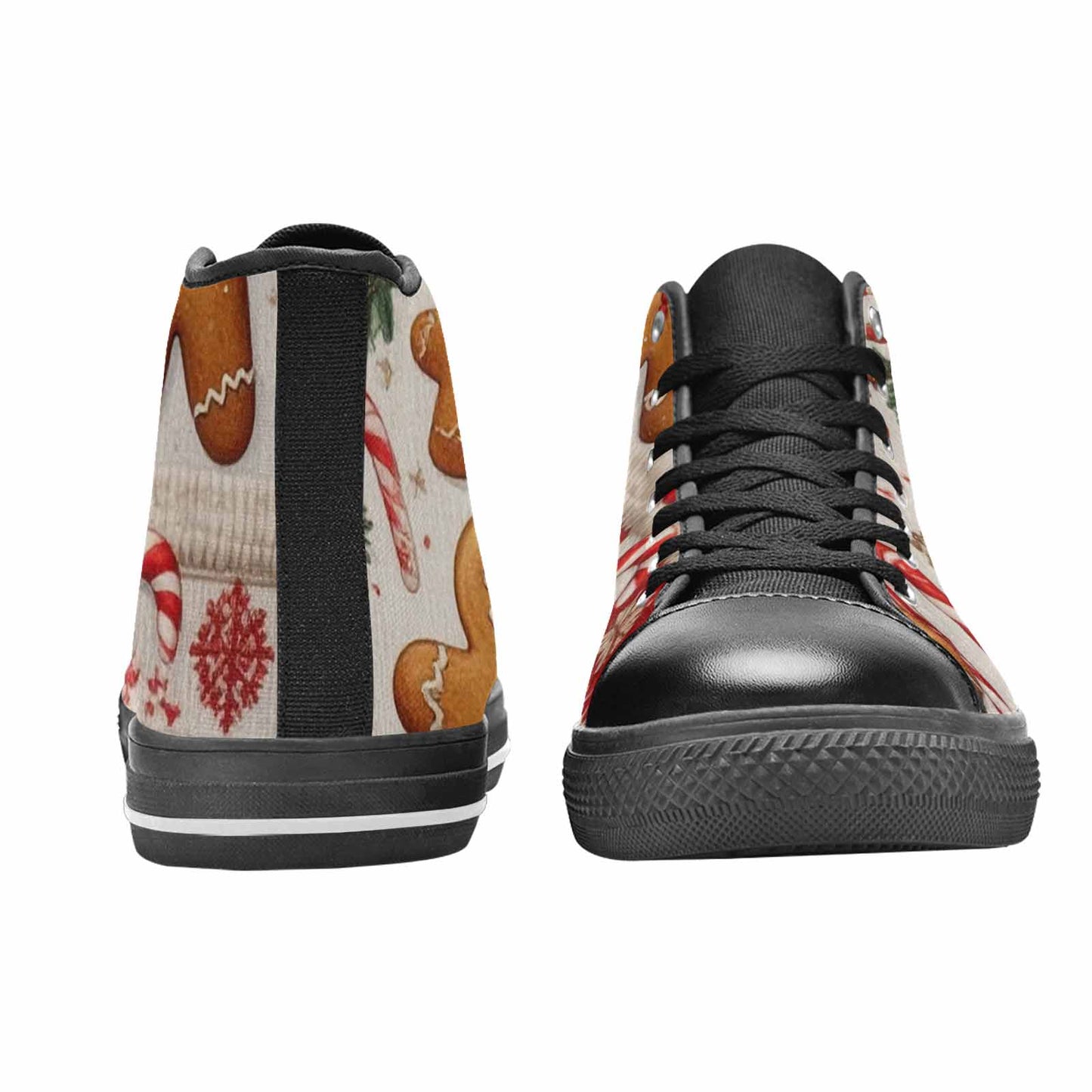 WOMEN'S Christmas Holly Snowflake High Top Canvas Vivid Custom Sneakers