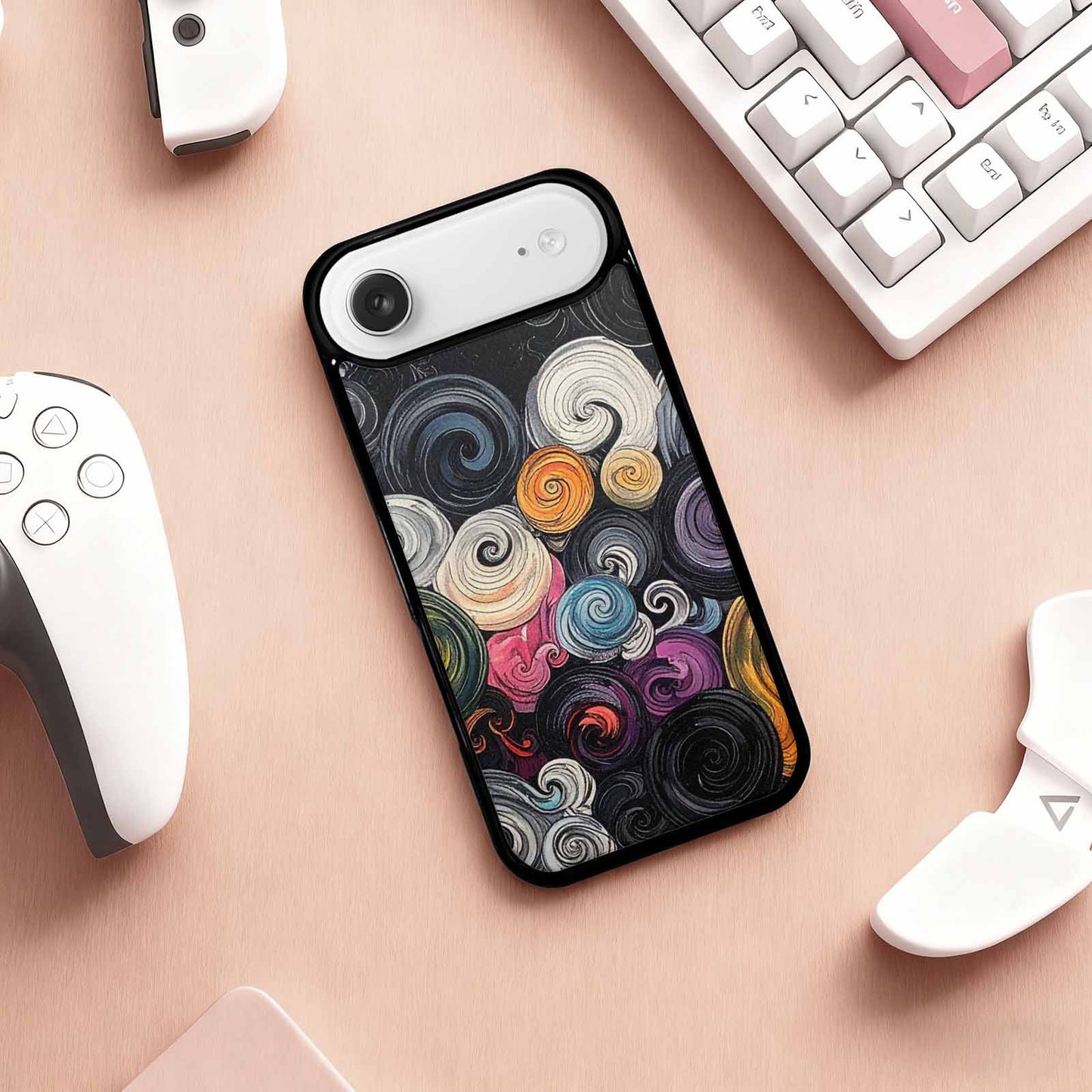 iPhone 17 Air Case — Tie Dye Swirls Black White Tie, Custom Designed Case Cover