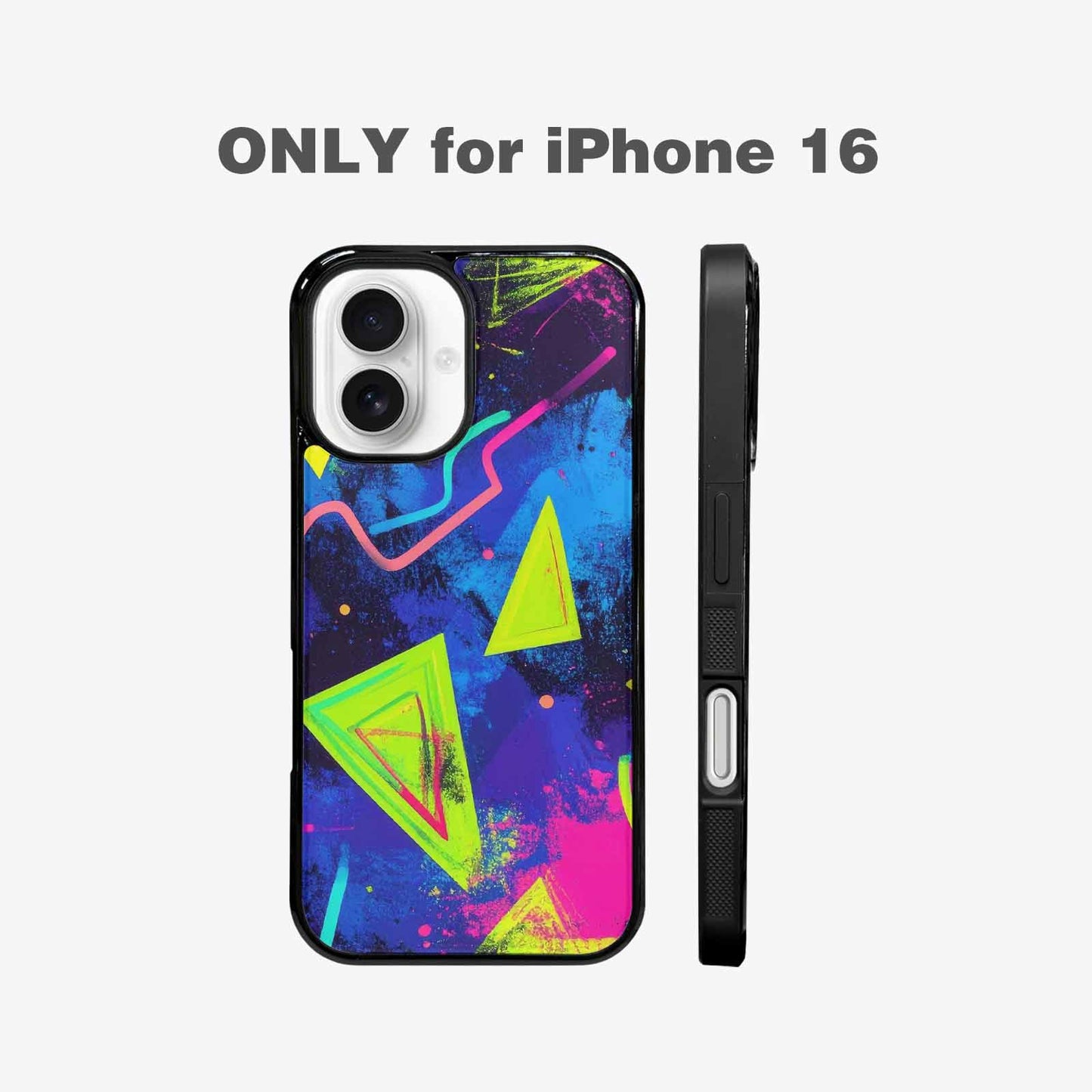 iPhone 16 Case — Memphis Squiggles Triangles Dots, Personalized Phone Case