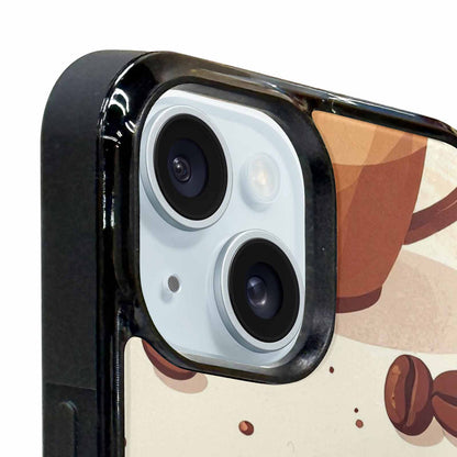 iPhone 15 Case — Coffee Cup And Bean Pattern Seamless, Custom Made Phone Cover