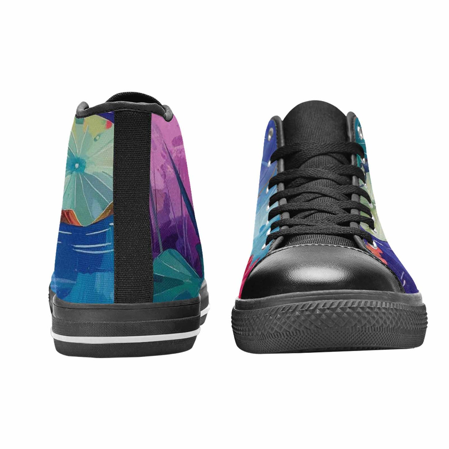 WOMEN'S Monet-Style Impressionist Water High Top Canvas Vivid Shoes