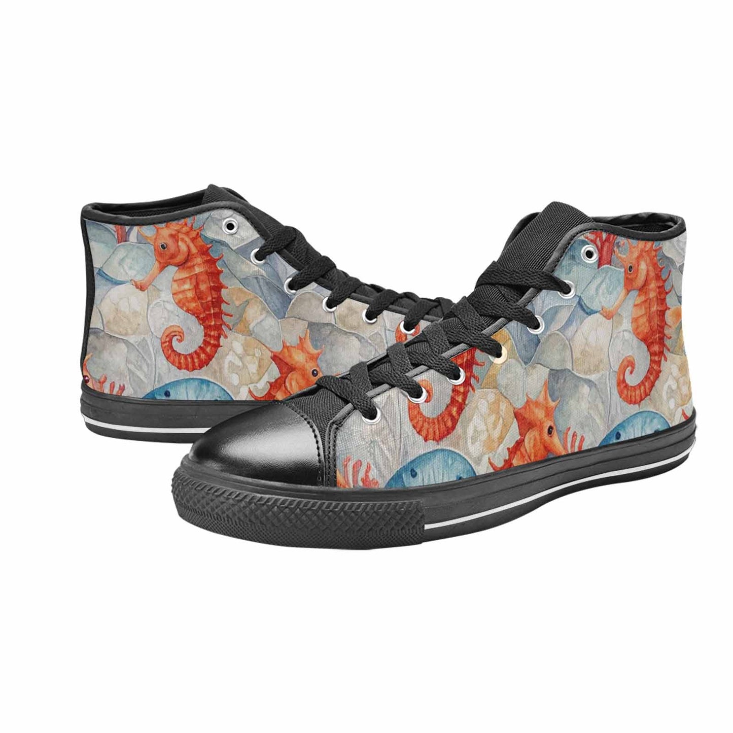 WOMEN'S Fish Scale Coral High Top Canvas Neon Fantasy Custom Shoes
