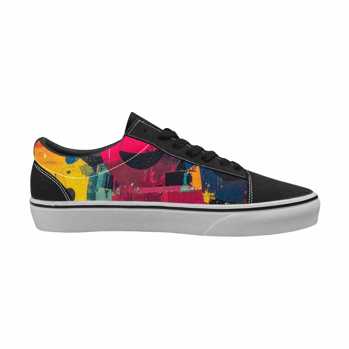 WOMEN'S Smiley Faces  Camo Lace-Up Canvas Vibrant Chaos Custom Sneakers