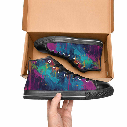 MEN'S Paint Splatter High Top Canvas Vibrant Chaos Sneakers