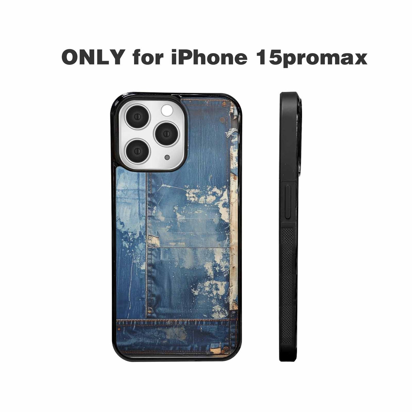 iPhone 15 Pro Max Case — Denim Distressed Textures Print Edge To, Unique Phone Case Design