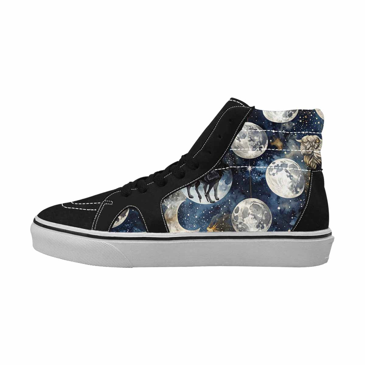 WOMEN'S Wolf Silhouette Moon High Top Canvas Wallpaper Art Custom Shoes