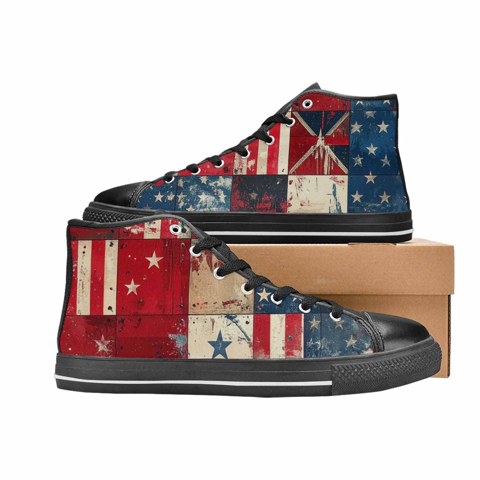 MEN'S American Flag Stars High Top Canvas Surreal Shoes