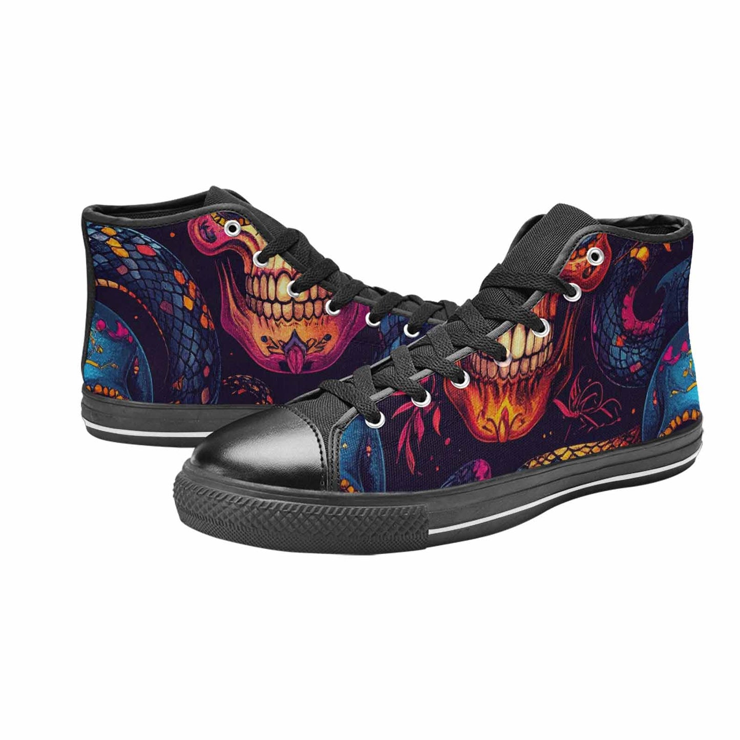 MEN'S Snake Skulls Print High Top Canvas Vivid Sneakers