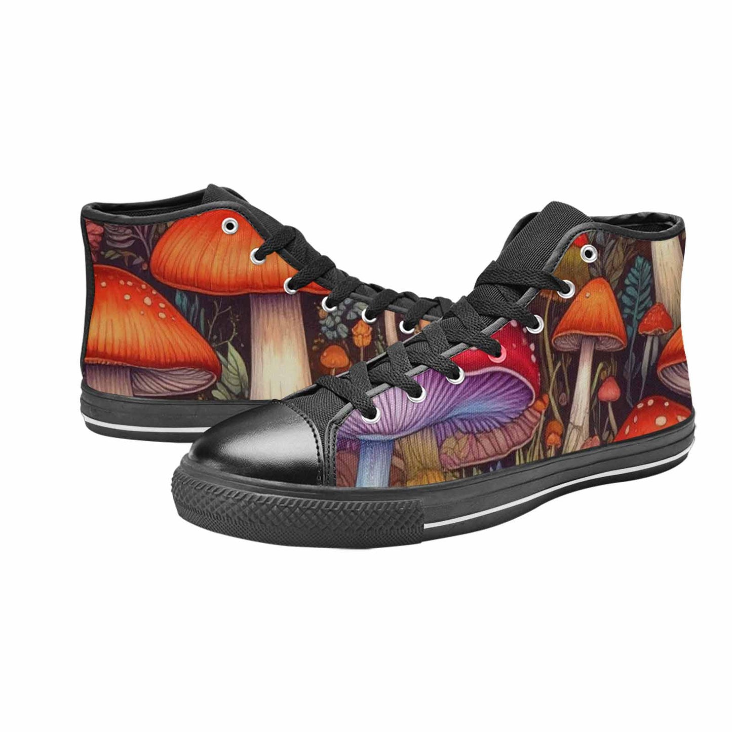 MEN'S Mushroom High Top Canvas Wallpaper Art Custom Shoes