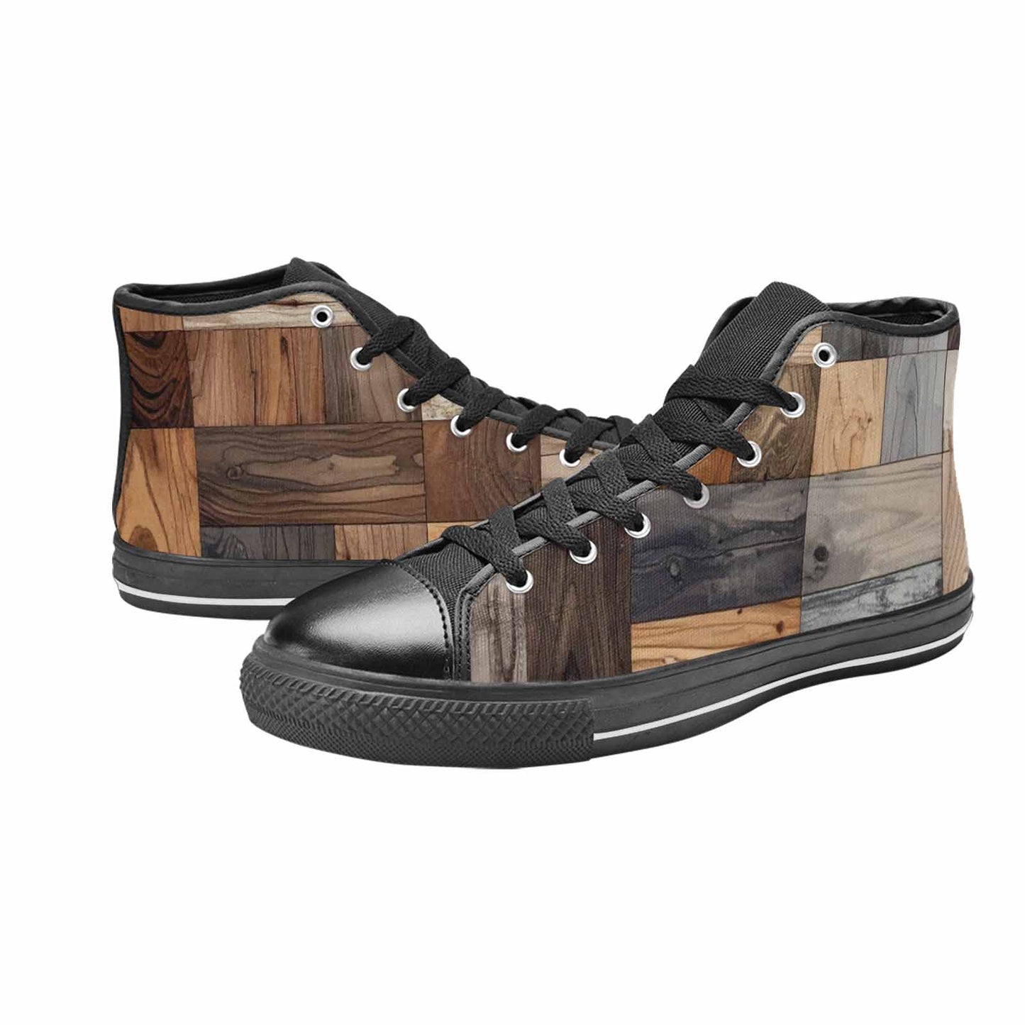 WOMEN'S Wood Grain Texture High Top Canvas Aesthetic Sneakers