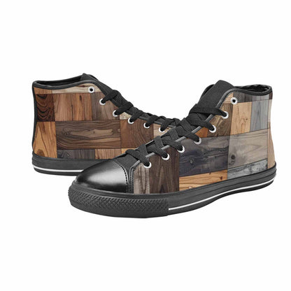 WOMEN'S Wood Grain Texture High Top Canvas Aesthetic Sneakers