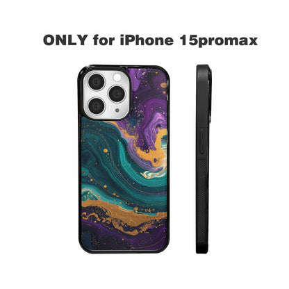 iPhone 15 Pro Max Case — Marbled Swirl Texture Blended With Galaxy, Unique Phone Case Design