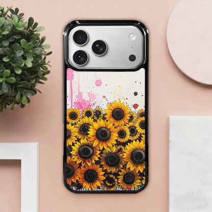 iPhone 17 Pro Max Case — Sunflower Burst Black &amp; Floral, Custom Designed Case Cover