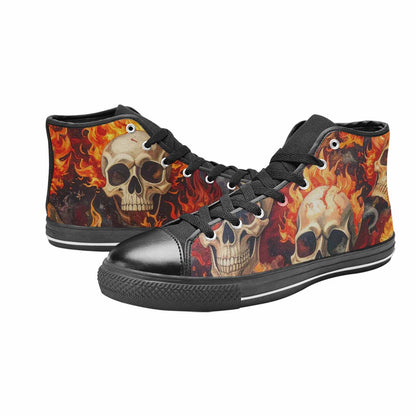 MEN'S Skulls - Flaming High Top Canvas Wallpaper Art Sneakers