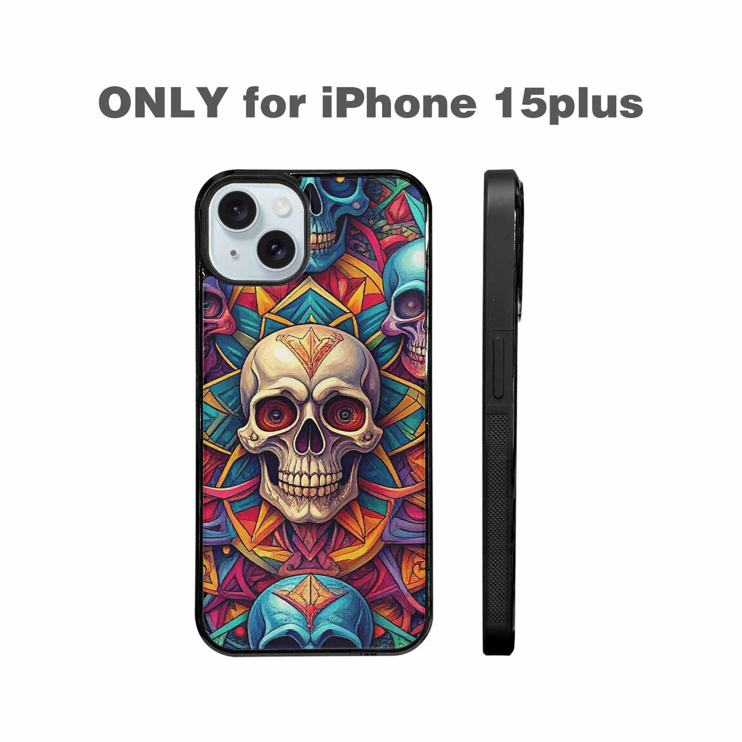 iPhone 15 Plus Case — Sacred Geometry Lots Of Skulls Seamless, Custom Phone Case