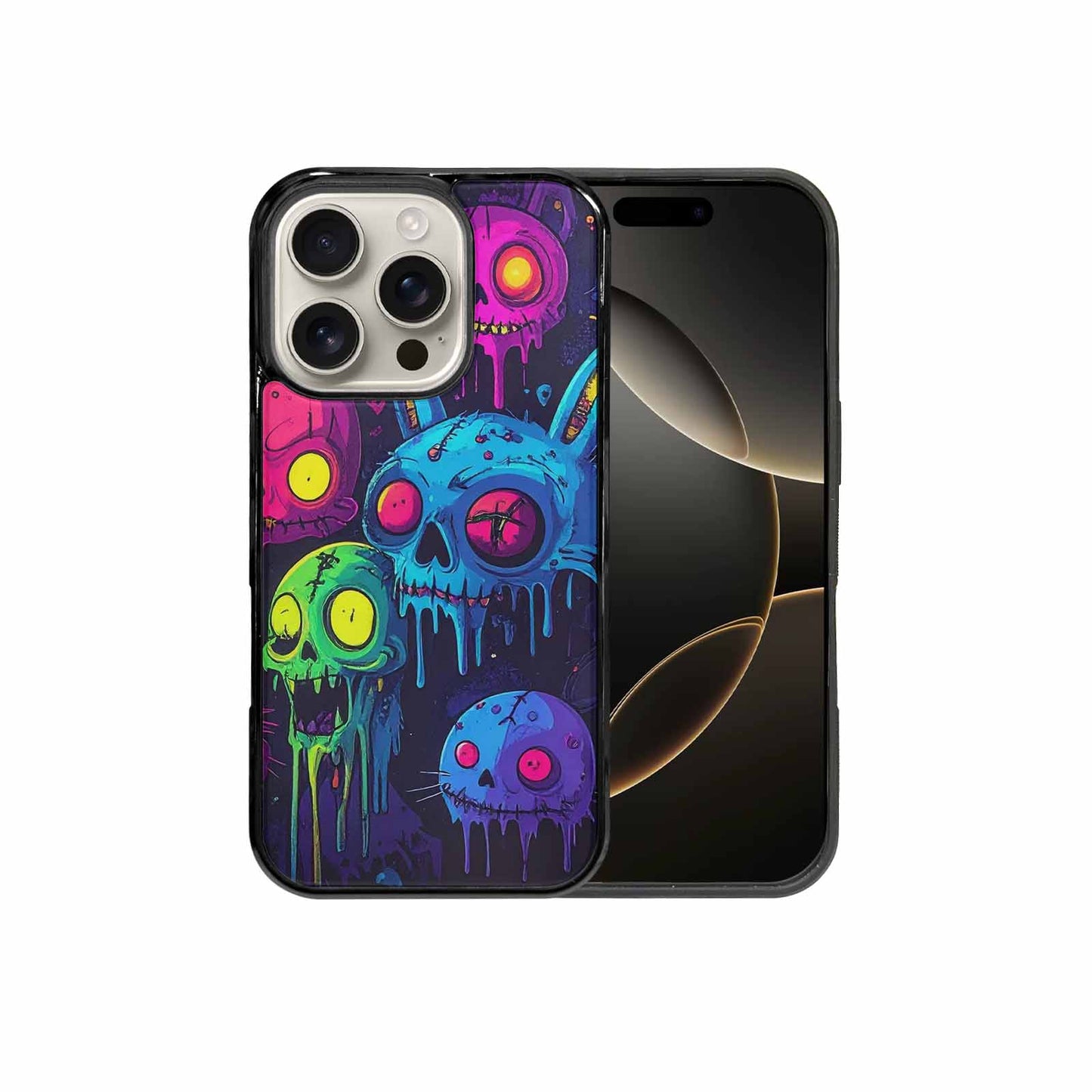 iPhone 16 Pro Case — Mixed Toxic Glow Creature Pattern Hundreds, Custom Made Phone Cover