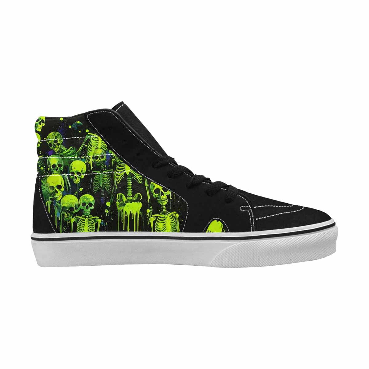 MEN'S Skeletons  Neon Green High Top Canvas Vivid Custom Sneakers