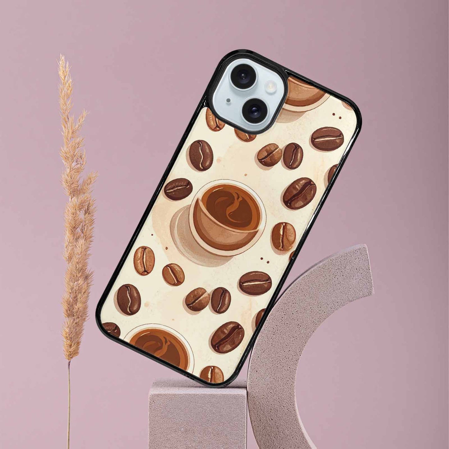 iPhone 15 Plus Case — Coffee Cup And Bean Pattern Seamless, Original Design Phone Case
