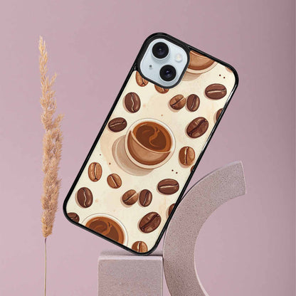 iPhone 15 Plus Case — Coffee Cup And Bean Pattern Seamless, Original Design Phone Case