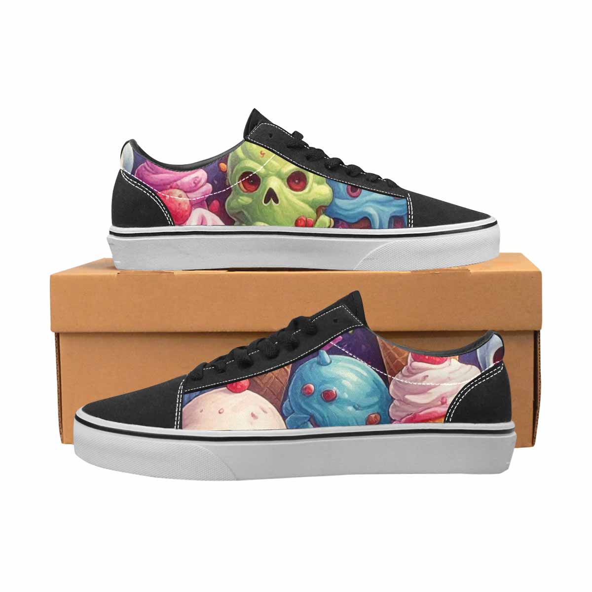 WOMEN'S Ice Cream Monsters  Lace-Up Canvas Dreamlike Custom Shoes