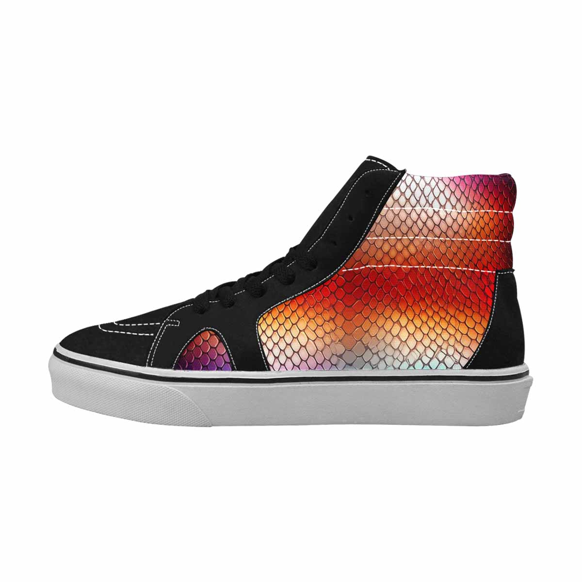 MEN'S Dark Snake Print High Top Canvas Vibrant Chaos Custom Sneakers