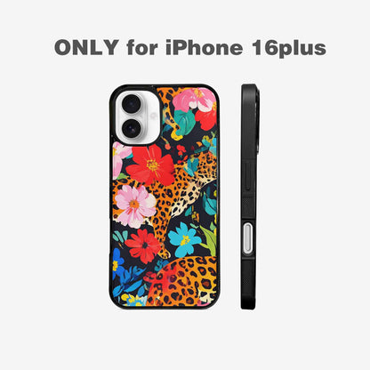 iPhone 16 Plus Case — Leopard Print Floral, Personalized Phone Case