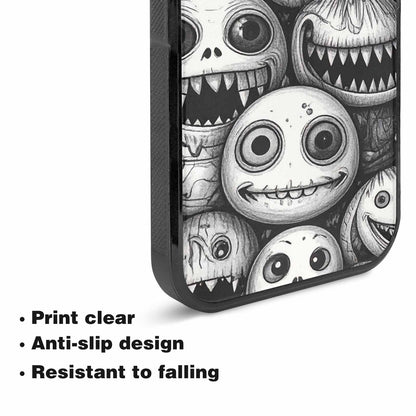 iPhone 15 Case — Black And White Monster Face Collage, Personalized Phone Case
