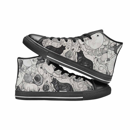 WOMEN'S Wolves Everywhere Collage High Top Canvas Cottagecore Custom Shoes