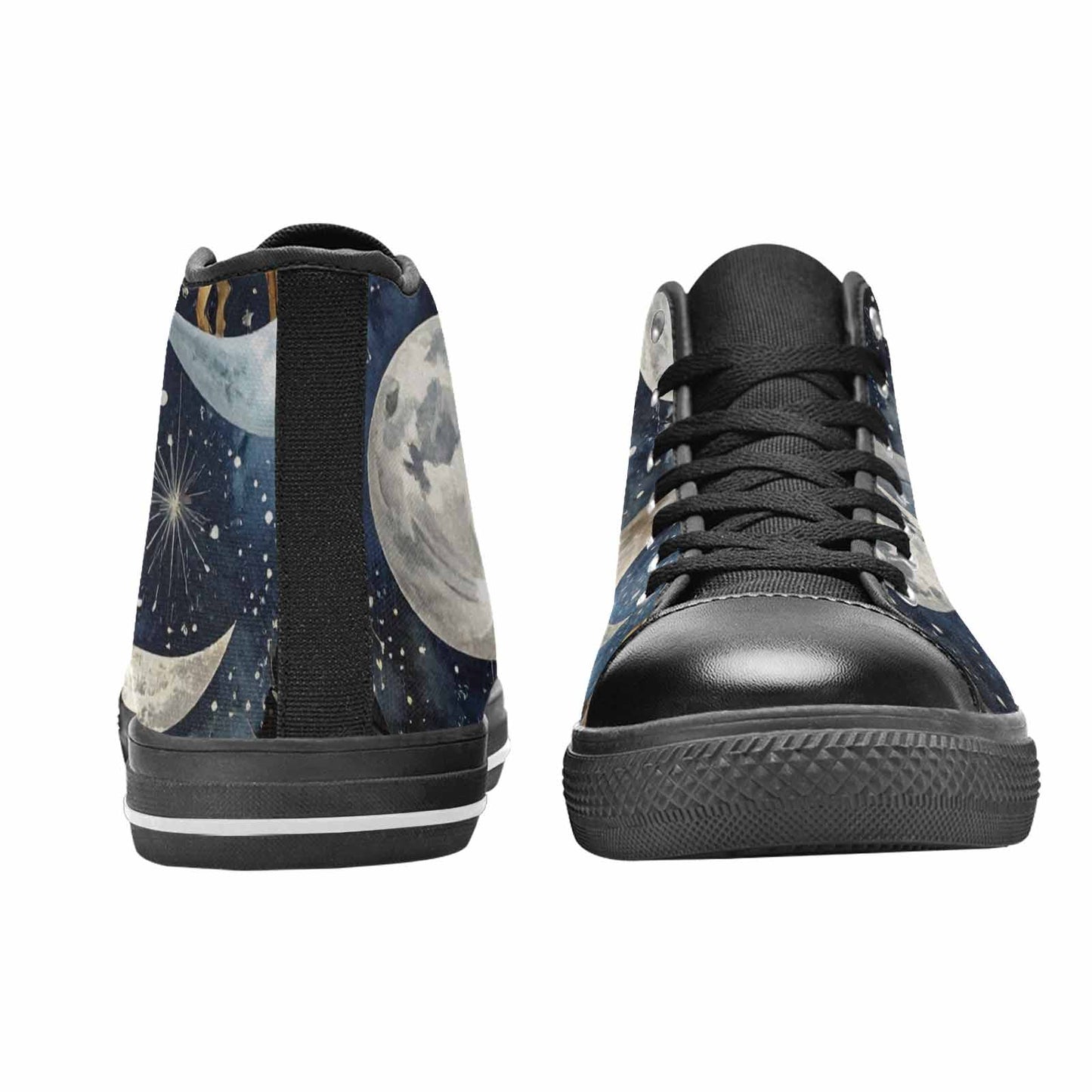 WOMEN'S Wolf Silhouette Moon High Top Canvas Dreamcore Custom Sneakers