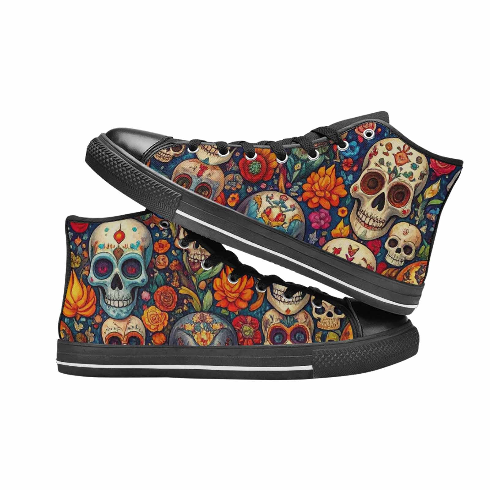 MEN'S Skull High Top Canvas Cottagecore Custom Shoes