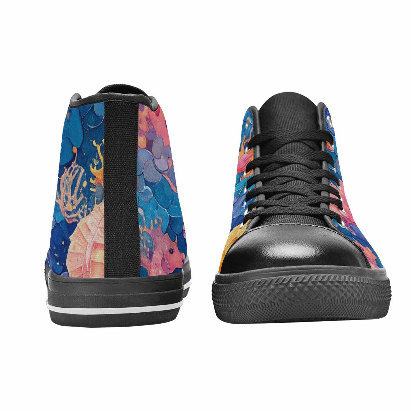 MEN'S Fish Scale Coral High Top Canvas Cottagecore Sneakers