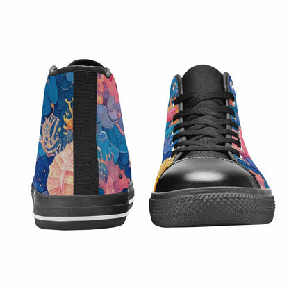 MEN'S Fish Scale Coral High Top Canvas Cottagecore Sneakers