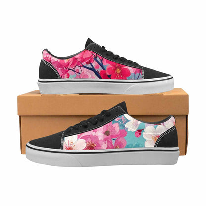 WOMEN'S Cherry Blossom Branch Lace-Up Canvas Vibrant Chaos Sneakers