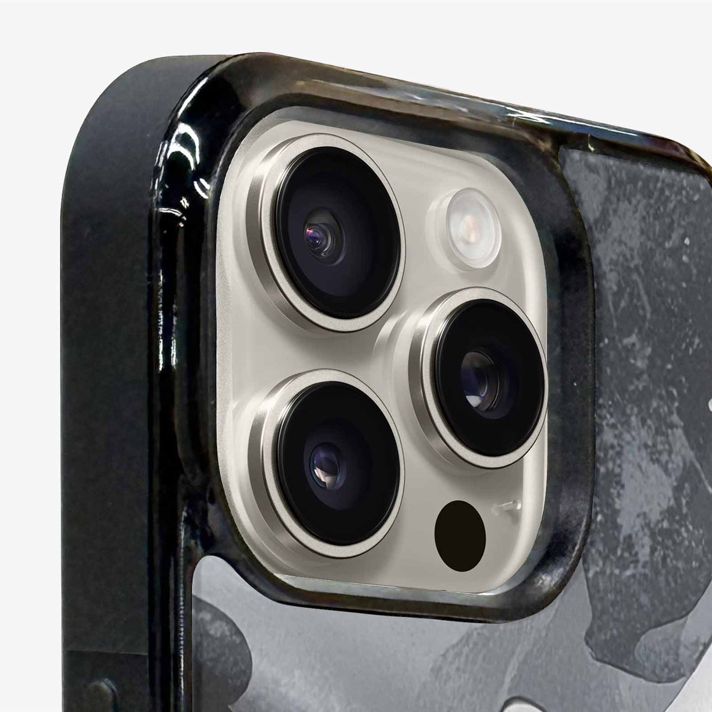 iPhone 15 Pro Max Case — Grey Camo Print, Custom Art Phone Cover