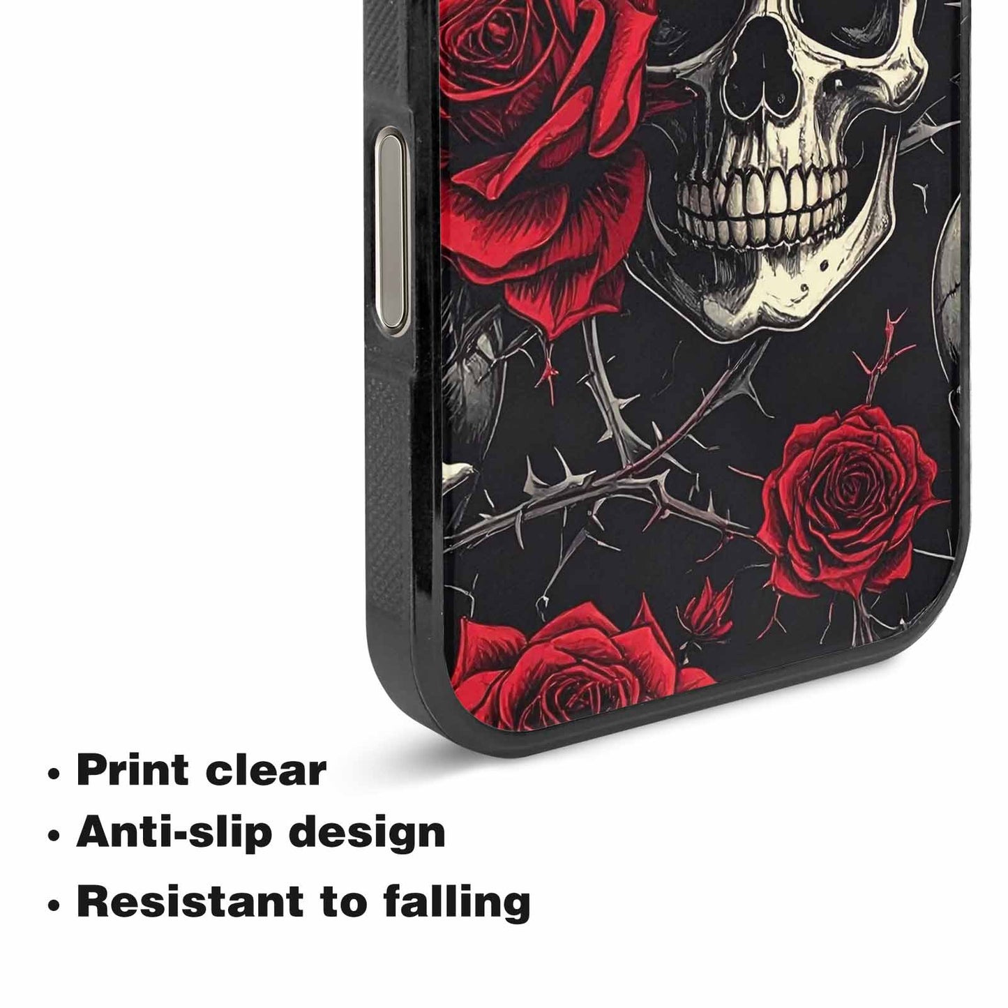 iPhone 16 Pro Max Case — Ornate Gothic Skulls Roses, Custom Art Phone Cover