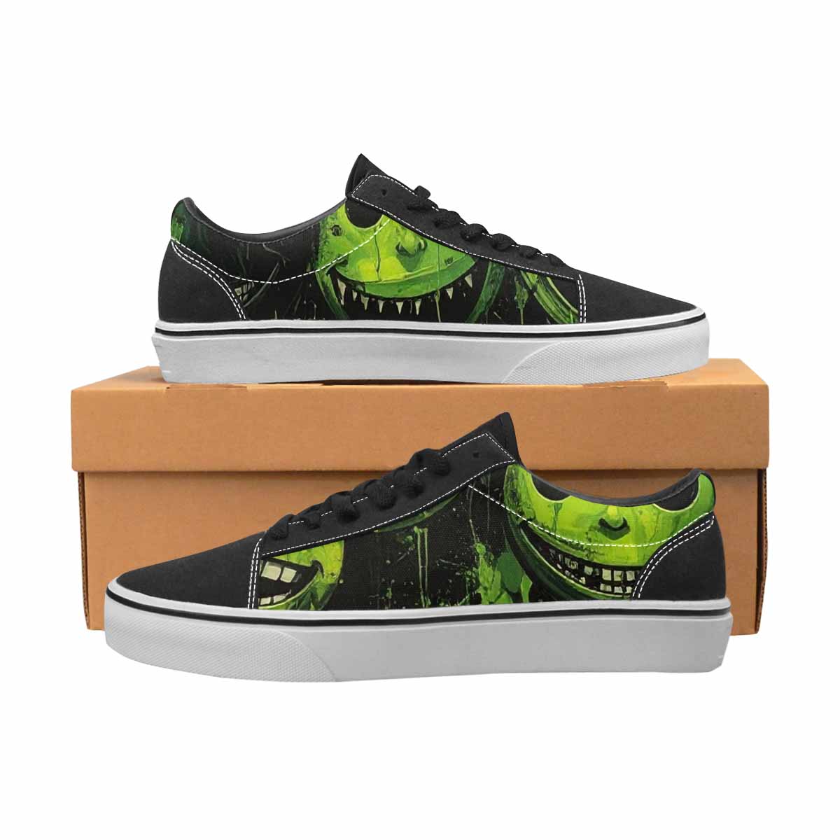 WOMEN'S Melting Moon Smiley Lace-Up Canvas Grunge Shoes