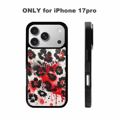 iPhone 17 Pro Case — Animal Print Black Red Ink Animal, Custom Phone Case