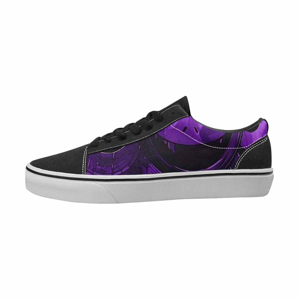 WOMEN'S Smiley Face Black & Purple Ink Canvas Artist-designed Dreamcore Original Art Sneakers