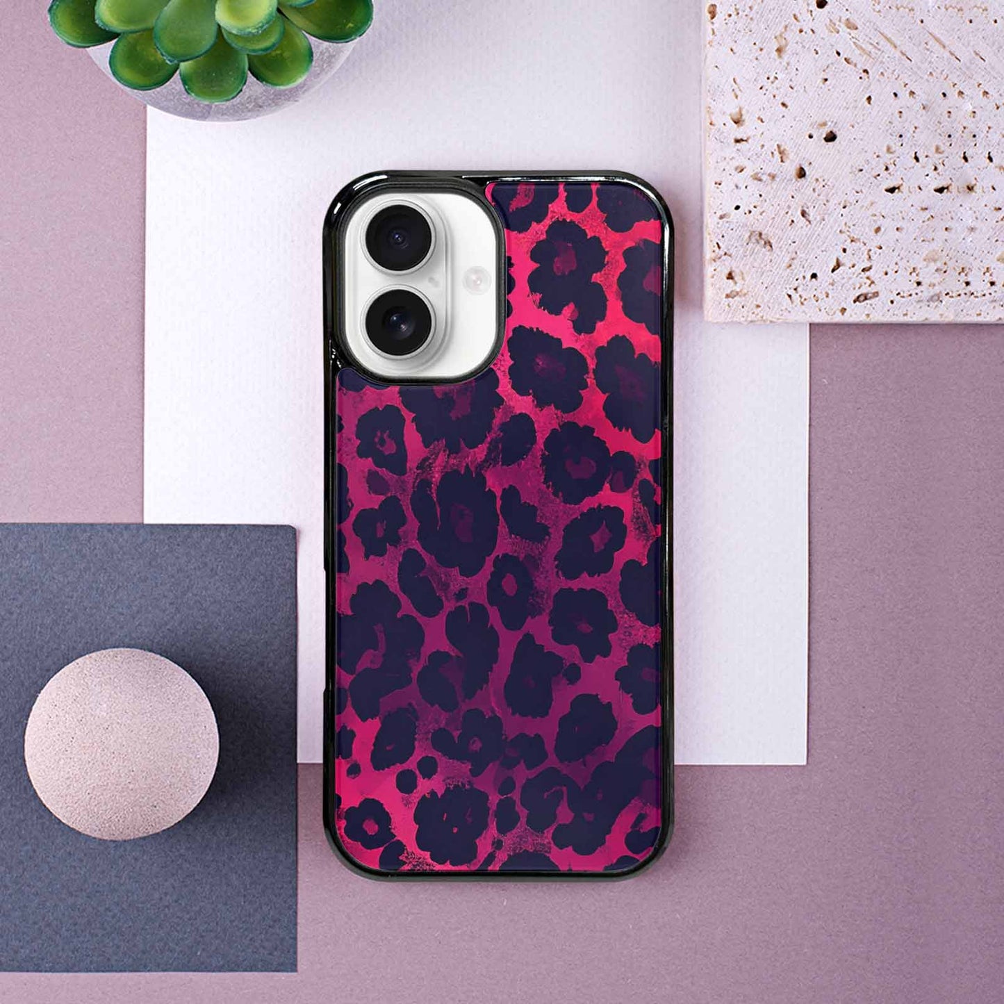 iPhone 16 Case — Leopard Print Dark, Personalized Phone Case