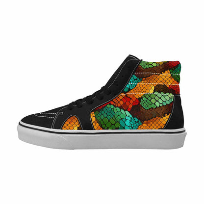 WOMEN'S Dark Snake Print High Top Canvas Vivid Custom Sneakers