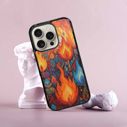 iPhone 16 Pro Case — Flame Burst Full Color Vibrant Flame, Customized Protective Case