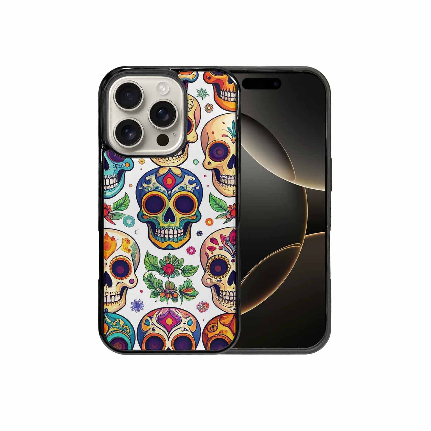 iPhone 16 Pro Case — Vibrant Skull Seamless, Custom Made Phone Cover