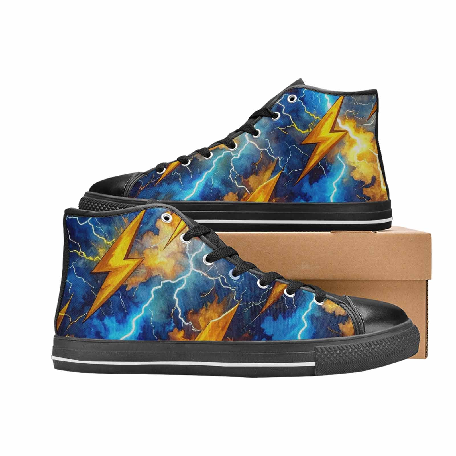 MEN'S Lightning Bolt High Top Canvas Surreal Custom Shoes