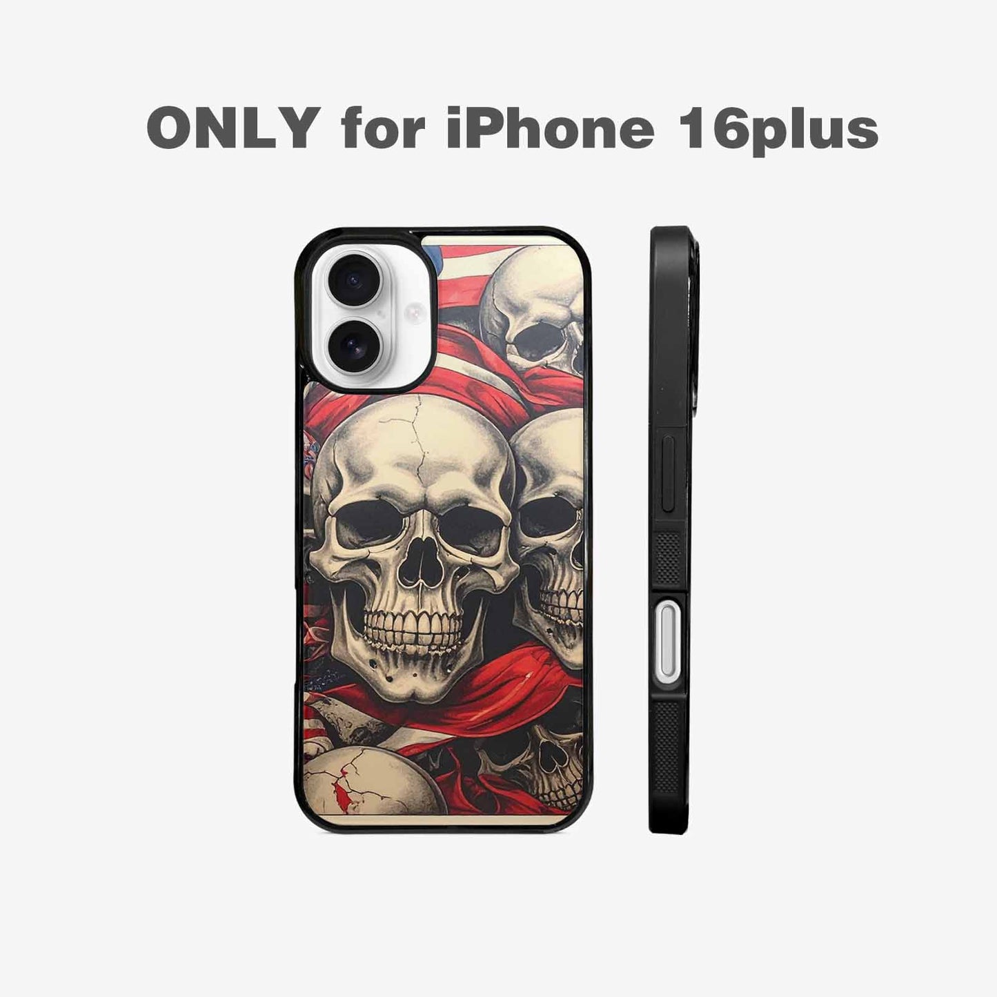 iPhone 16 Plus Case — Skull Dark Art Gothic Print, Custom Print Case Cover