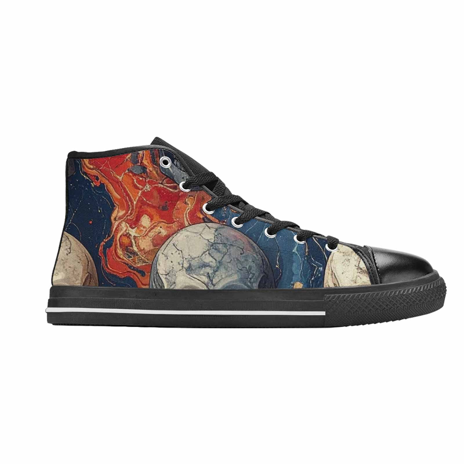 WOMEN'S Marble Skull High Top Canvas Wallpaper Art Shoes