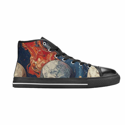 WOMEN'S Marble Skull High Top Canvas Wallpaper Art Shoes