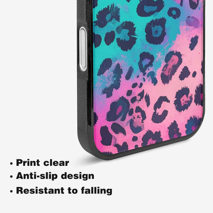 iPhone 16 Plus Case — Leopard Neon Pink Teal Airbrush, Unique Phone Case Design