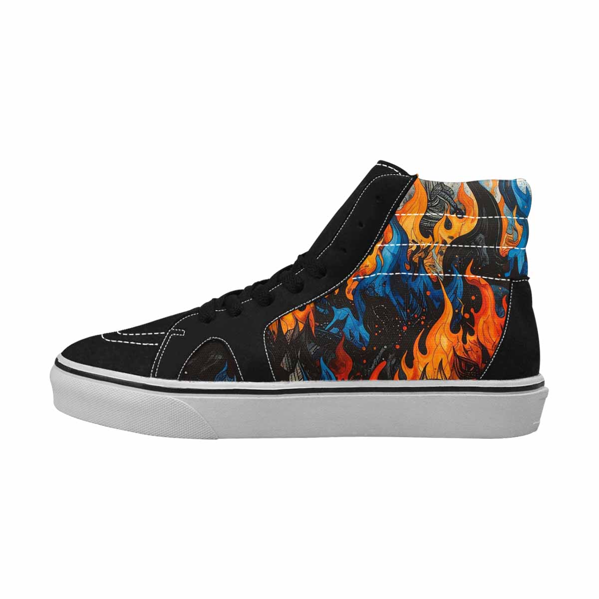 MEN'S Flame Burst High Top Canvas Wallpaper Art Sneakers